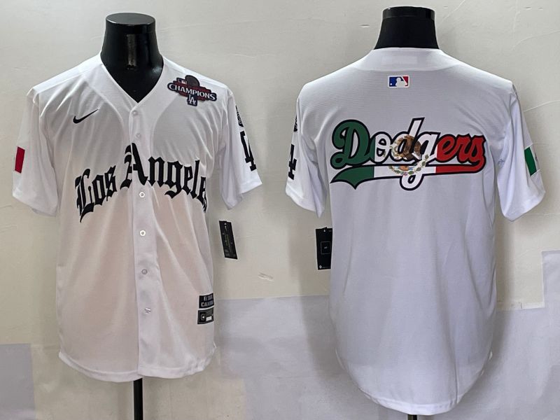 Men Los Angeles Dodgers Blank White Five generations Joint Name 2025 Nike MLB Jersey style 10->los angeles dodgers->MLB Jersey